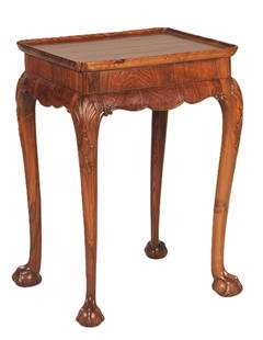 18th Century English Chippendale Elm Side Table with Ball and Claw Feet: ENGLISH CHIPPENDALE (18th Century) Elm Side Table with Ball and Claw Feet Hand-carved elm, Georgian period A finely crafted English side table from the Georgian Chippendale period, featuring elegant c