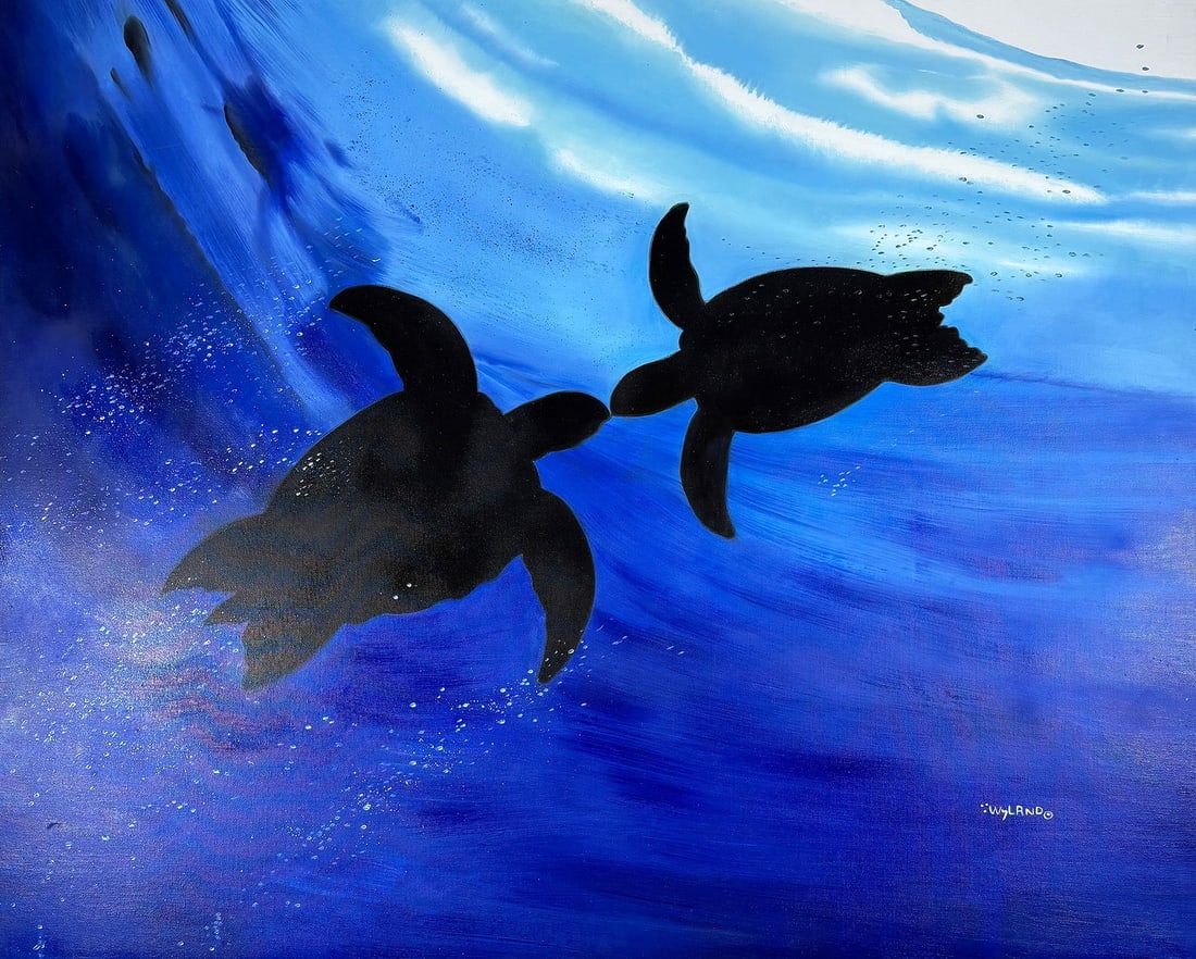 Robert Wyland - Scene of Two Turtles, Oil on Canvas (1 of 8)