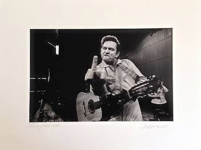 Jim Marshall - Johnny Cash, 1969 Pencil Signed: JIM MARSHALL (1937–2025) Johnny Cash, 1969 Iconic black-and-white photograph of Johnny Cash by legendary music photographer Jim Marshall. Signed and titled in pencil by the artist, this image captur