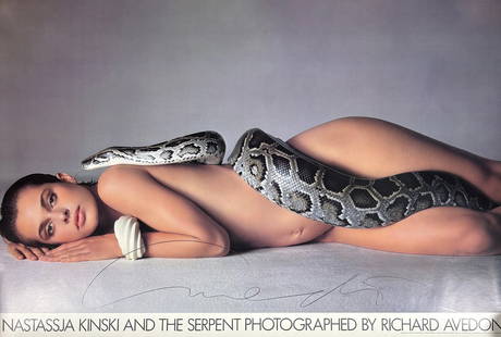Richard Avedon - Nastassja Kinski & The Serpent (Hand Signed): RICHARD AVEDON (1923–2004) Nastassja Kinski & The Serpent Poster, Hand Signed One of Avedon’s most iconic images, this hauntingly sensual portrait of actress Nastassja Kinski entwined with a Burme