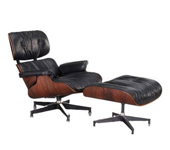 Herman Miller - Eames Chair & Ottoman: HERMAN MILLER Eames Lounge Chair & Ottoman An iconic mid-century modern design by Charles and Ray Eames, produced by Herman Miller. This chair and ottoman set features molded plywood construction and