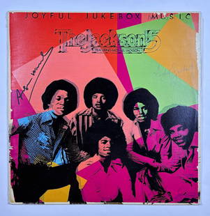 Michael Jackson, Andy Warhol - Hand Signed Album Cover (Silkscreen): MICHAEL JACKSON (1958–2009) & ANDY WARHOL (1928–1987) Joyful Juke Box Music, 1976 Original vinyl album cover for Joyful Juke Box Music, boldly signed by both Michael Jackson and Andy Warhol. The c