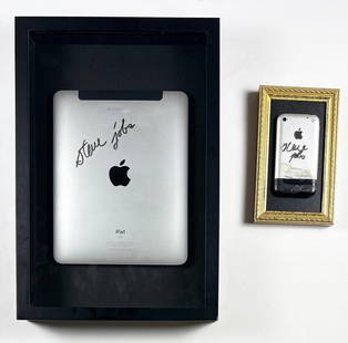 Steve Jobs - First Generation iPad & iPhone (Hand Signed): STEVE JOBS (1955–2011) First Generation iPhone & iPad Both hand signed in black ink by Steve Jobs iPhone dimensions: 4.5 x 7.25 inches iPad dimensions: 10.75 x 16 inches An extraordinarily rare pair