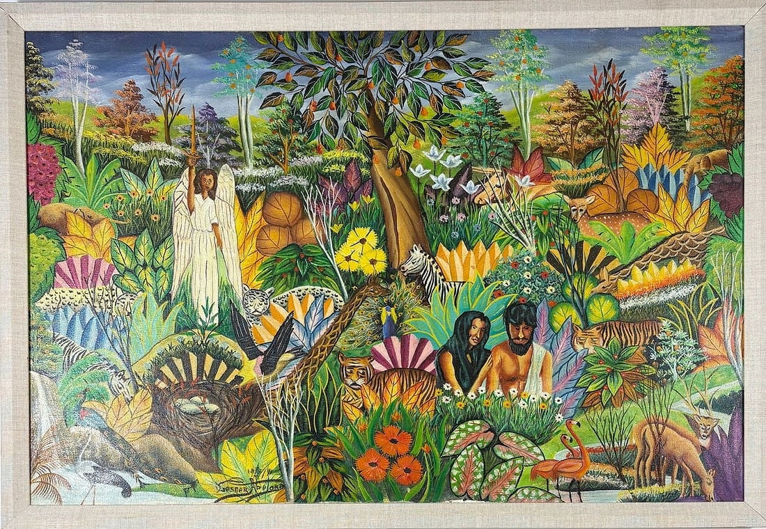 Gesner Abelard - "Adam & Eve" Oil Painting on Canvas (1 of 9)