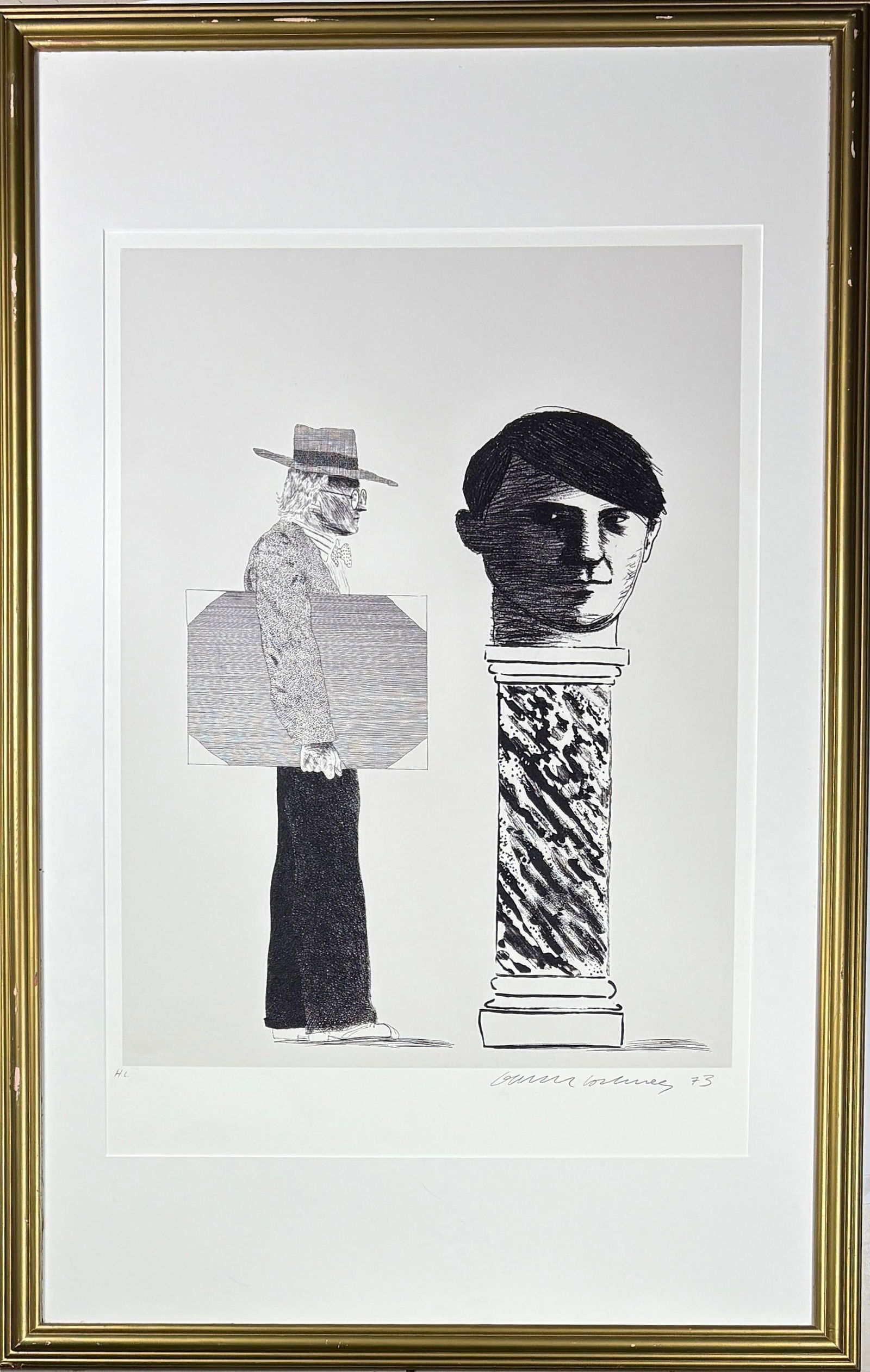 David Hockney - The Student, Homage to Picasso, 1973: DAVID HOCKNEY (B. 1937) The Student, Homage to Picasso 25 x 38.5 inches