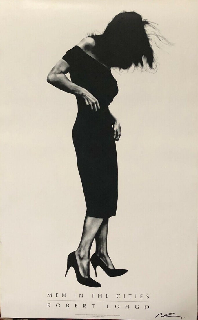 Robert Longo Signed Men in the Cities Lithograph: ROBERT LONGO (B. 1953) Men in the Cities Offset lithograph on paper Features one of Longo's iconic hyper-dramatic figures from his celebrated Men in the Cities series Hand-signed by the artist in ink