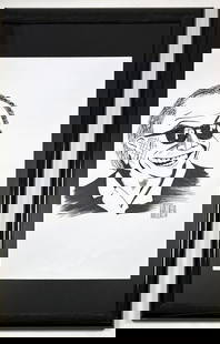 Attrib. Al Hirschfeld - Caricature Portrait, Ink Drawing: 20.25 x 32.5 inches
