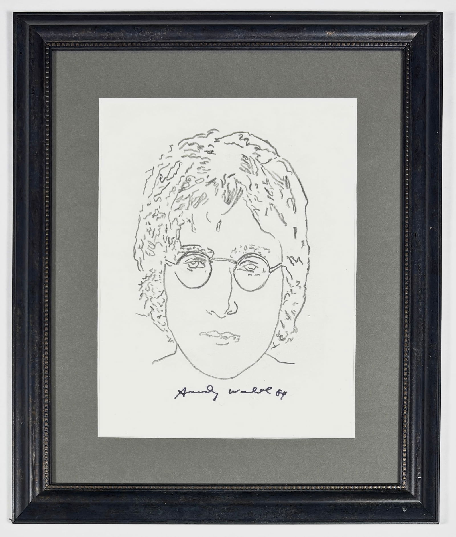 Andy Warhol Signed Drawing of John Lennon with Warhol Foundation COA (1 of 8)