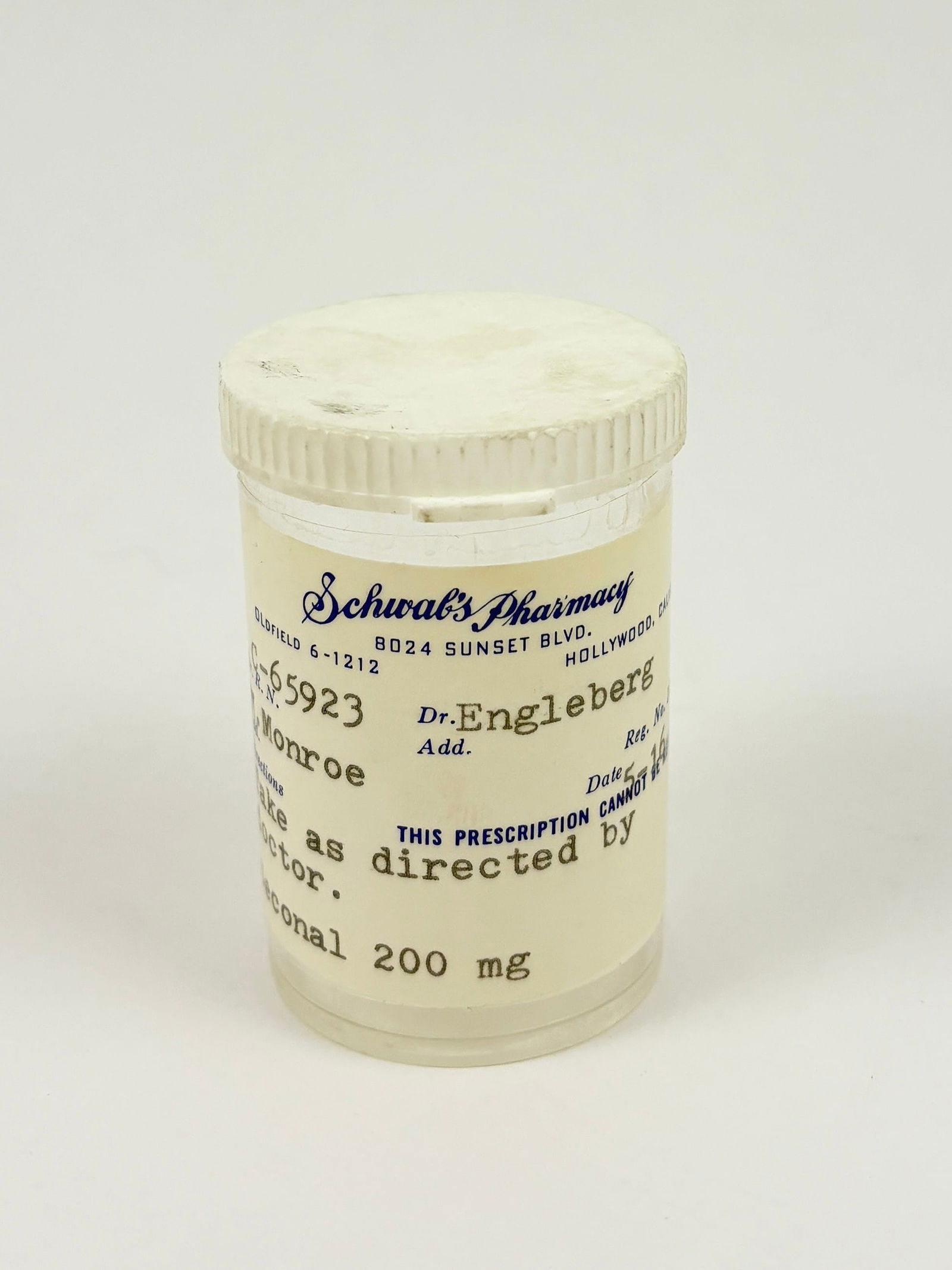 Marilyn Monroe 1961 Schwab’s Pharmacy Prescription Pill Bottle with Provenance (1 of 13)