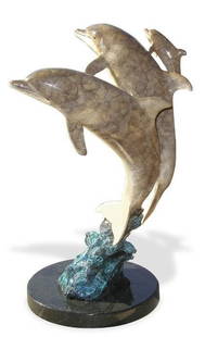 Robert Wyland Bronze Dolphin Bronze Sculpture – Gallery Proof 1/1 (2003): Robert Wyland, Dolphin Synchronicity, 2003 A rare and exquisite bronze sculpture by marine artist Robert Wyland, titled Dolphin Synchronicity. This is a unique gallery proof 1/1, the only one ever mad