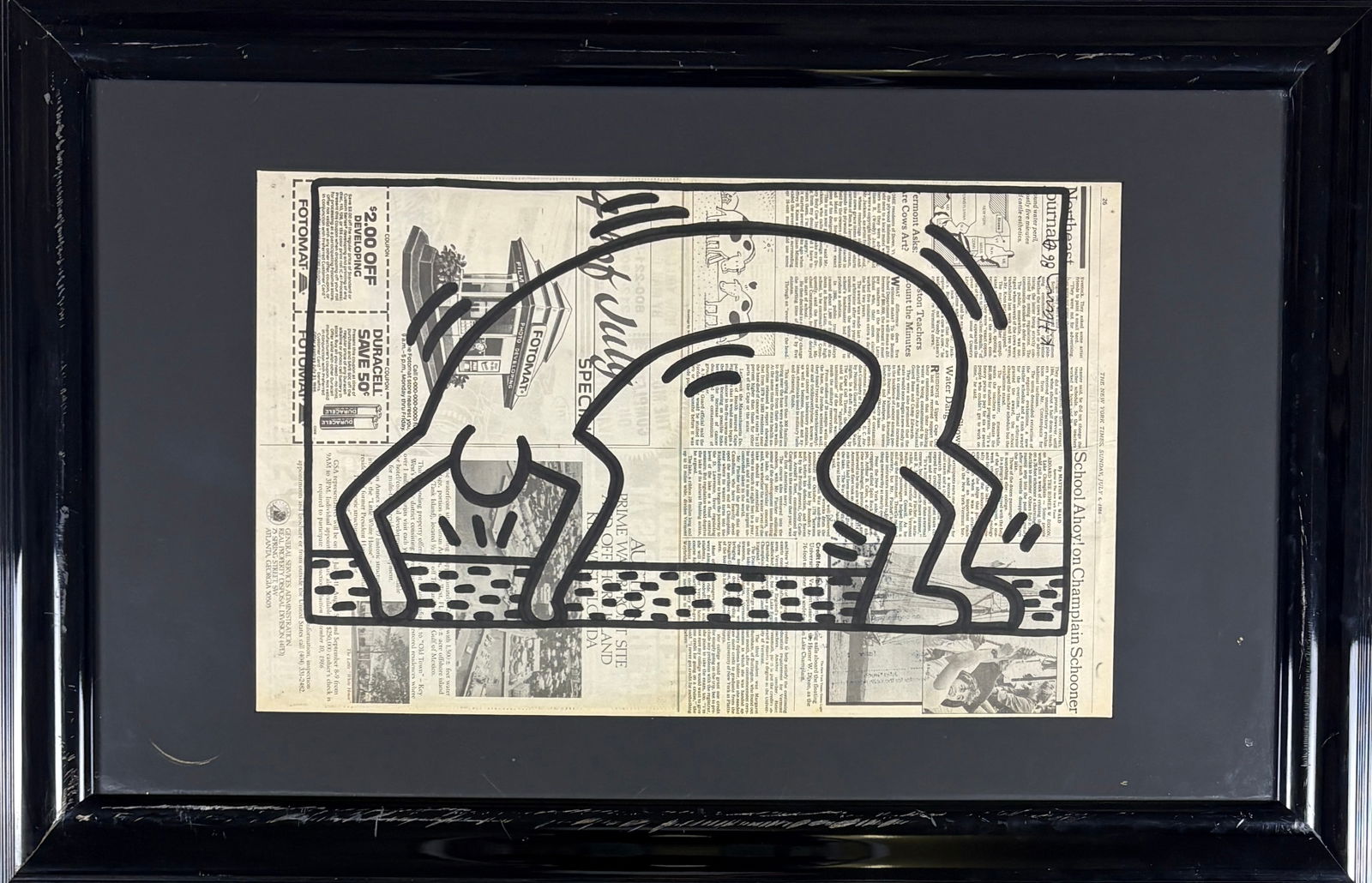 Keith Haring – Untitled (Newspaper Drawing), 1986, Ink Marker, Attrib. (1 of 9)