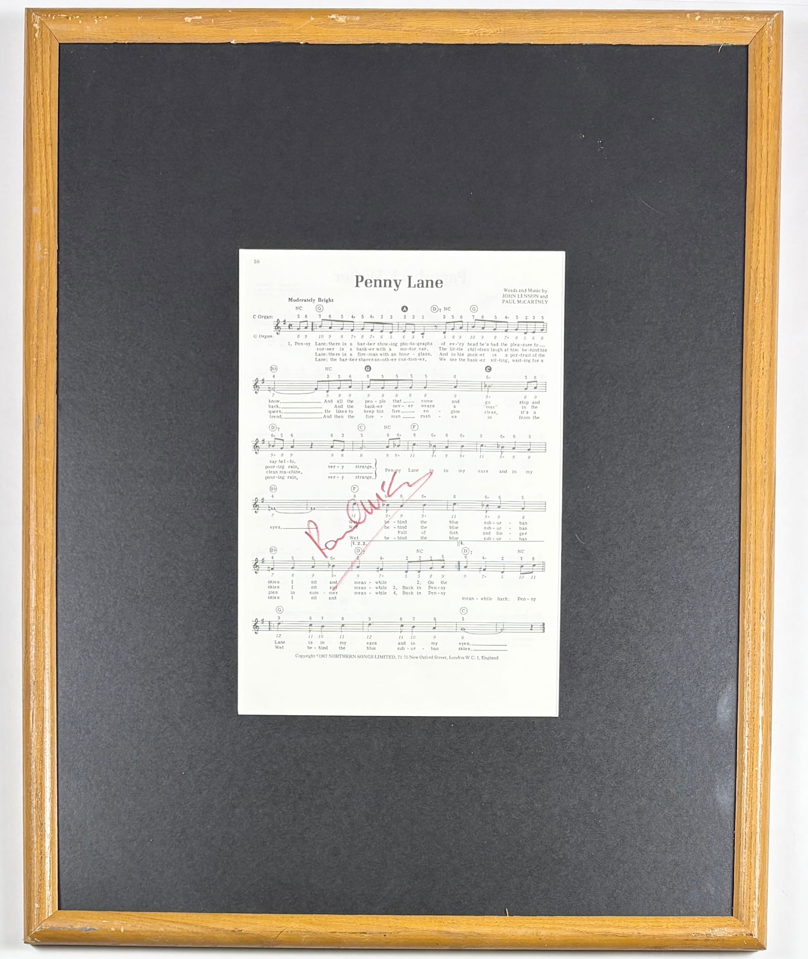 Paul McCartney - Hand Signed Penny Lane Lyric Sheet (1 of 6)