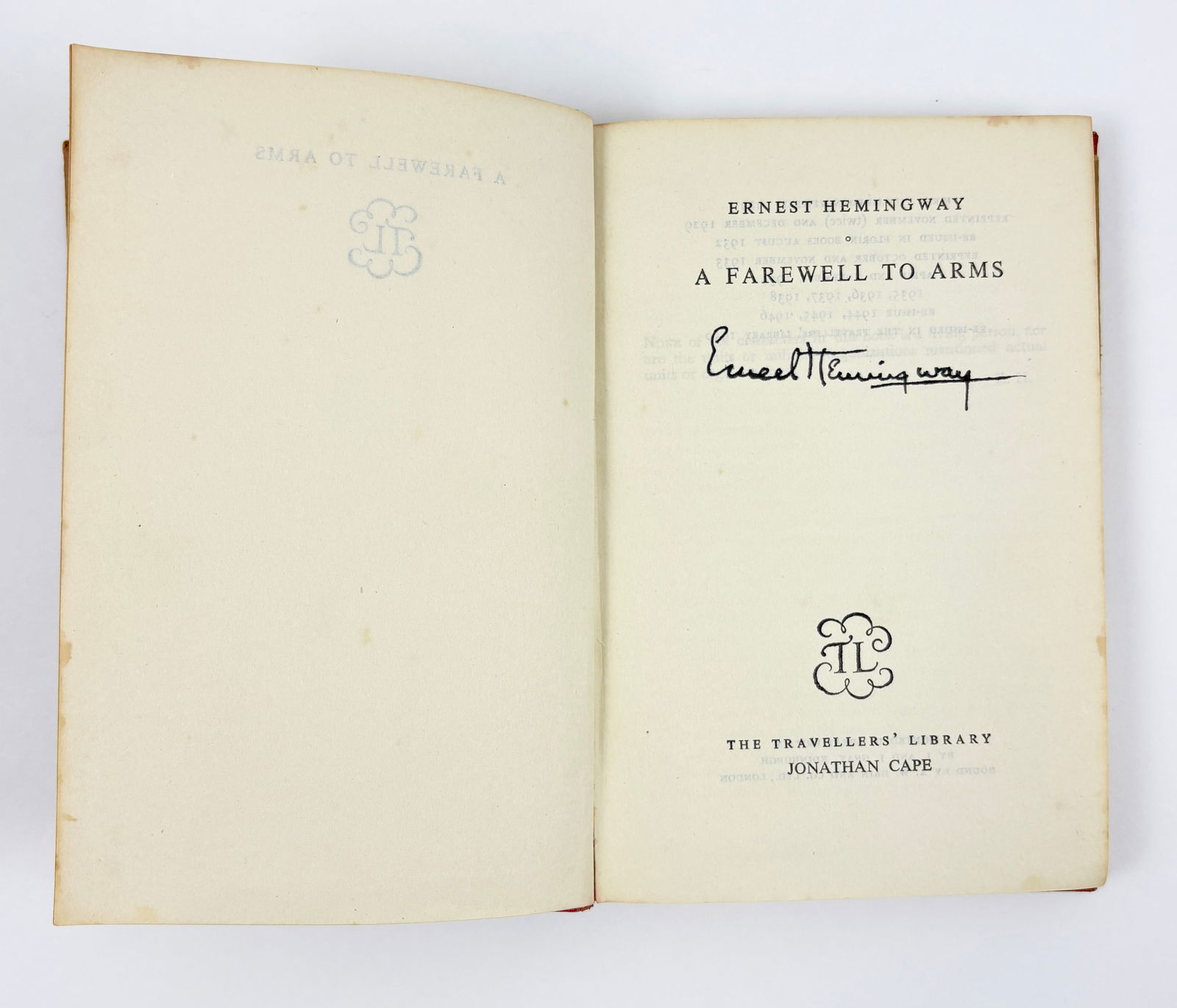 Ernest Hemingway - A Farewell to Arms, Hand Signed Book (1 of 6)