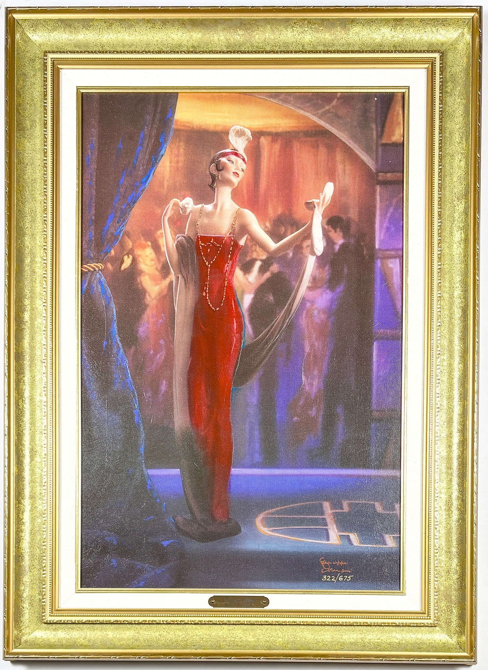 Giuseppe Armani "Lady with Mirror" Limited Edition 322/675, 22" x 30.5": GIUSEPPE ARMANI Lady with Mirror, Limited Edition Elegant limited-edition reproduction (No. 322 of 675) by renowned Italian artist Giuseppe Armani (1935–2006). Known for blending classical and conte