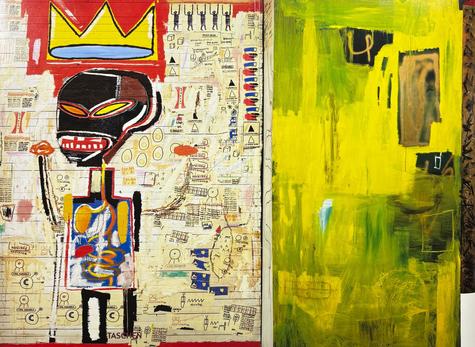 Jean Michel Basquiat - Print: Jean-Michel Basquiat, Print Print 21.75 x 15.75 inches A printed work by Jean-Michel Basquiat featuring a multi-panel composition with figural and abstract elements.