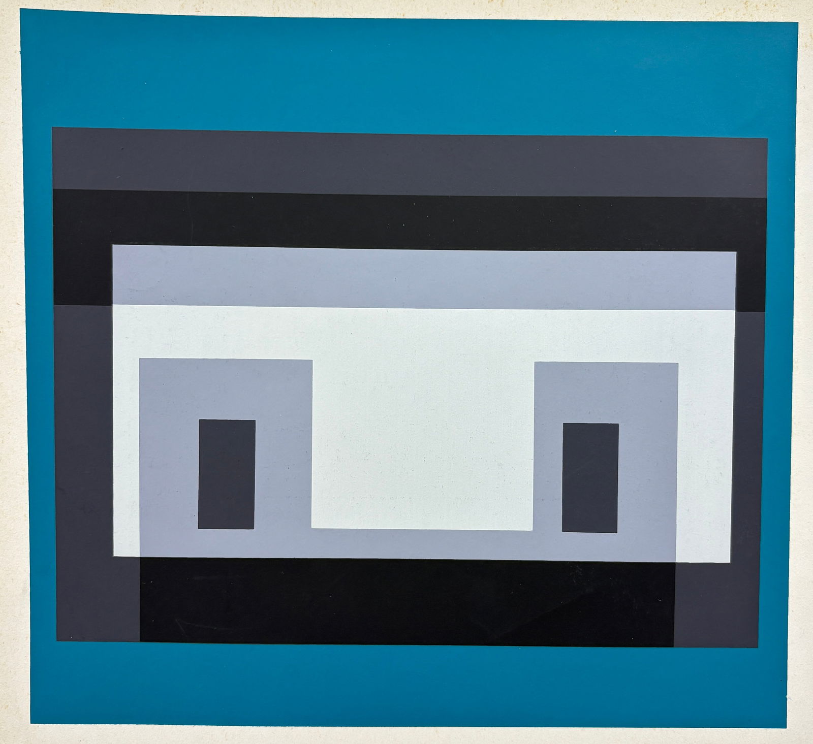 Josef Albers - Silkscreen: JOSEF ALBERS (1888–1976) Silkscreen Geometric silkscreen composition in the abstract modernist style associated with Josef Albers, focusing on color interaction and spatial relationships through