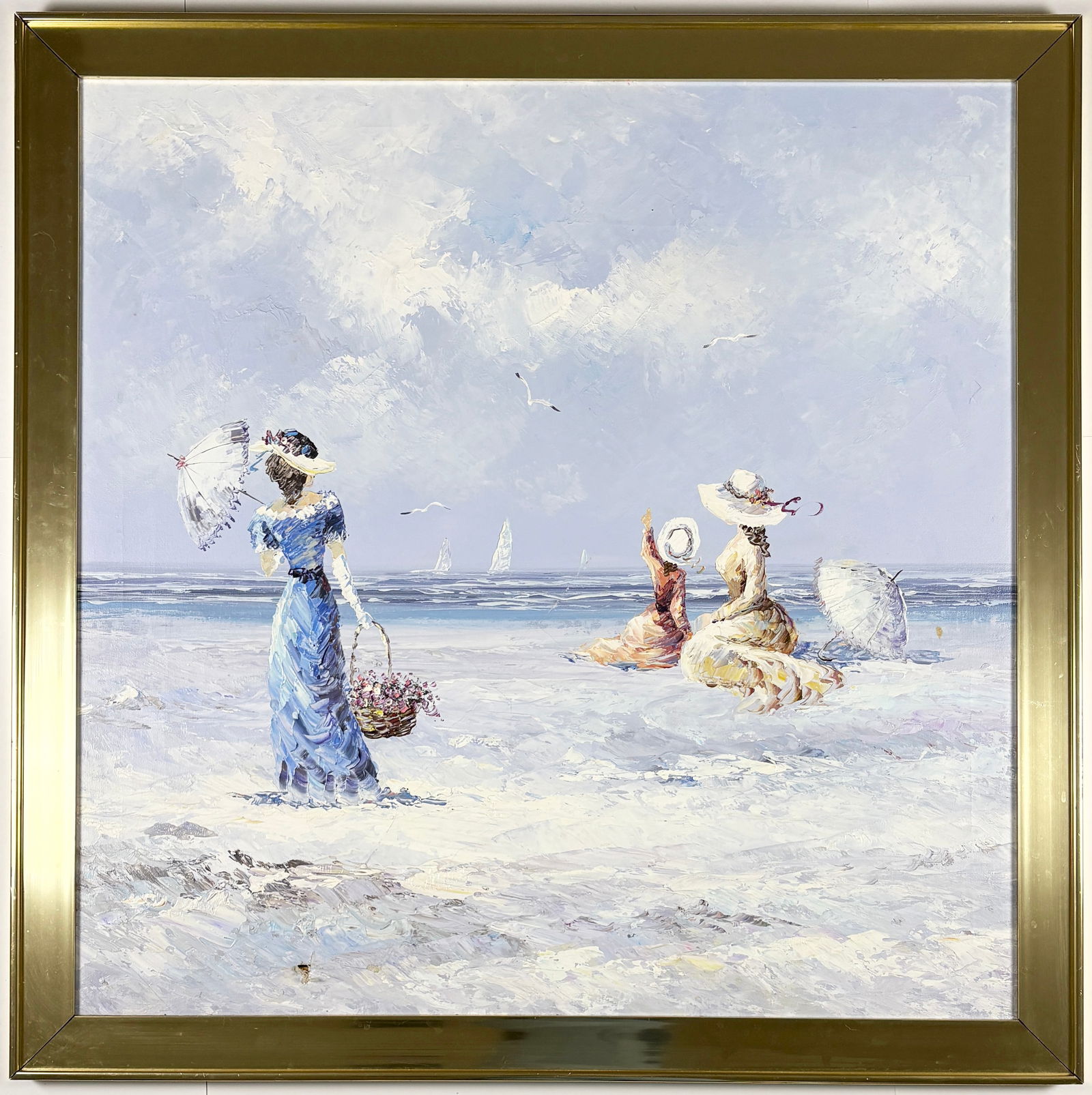 After Marie Charlot, Figures on the Beach, Oil Painting (1 of 4)