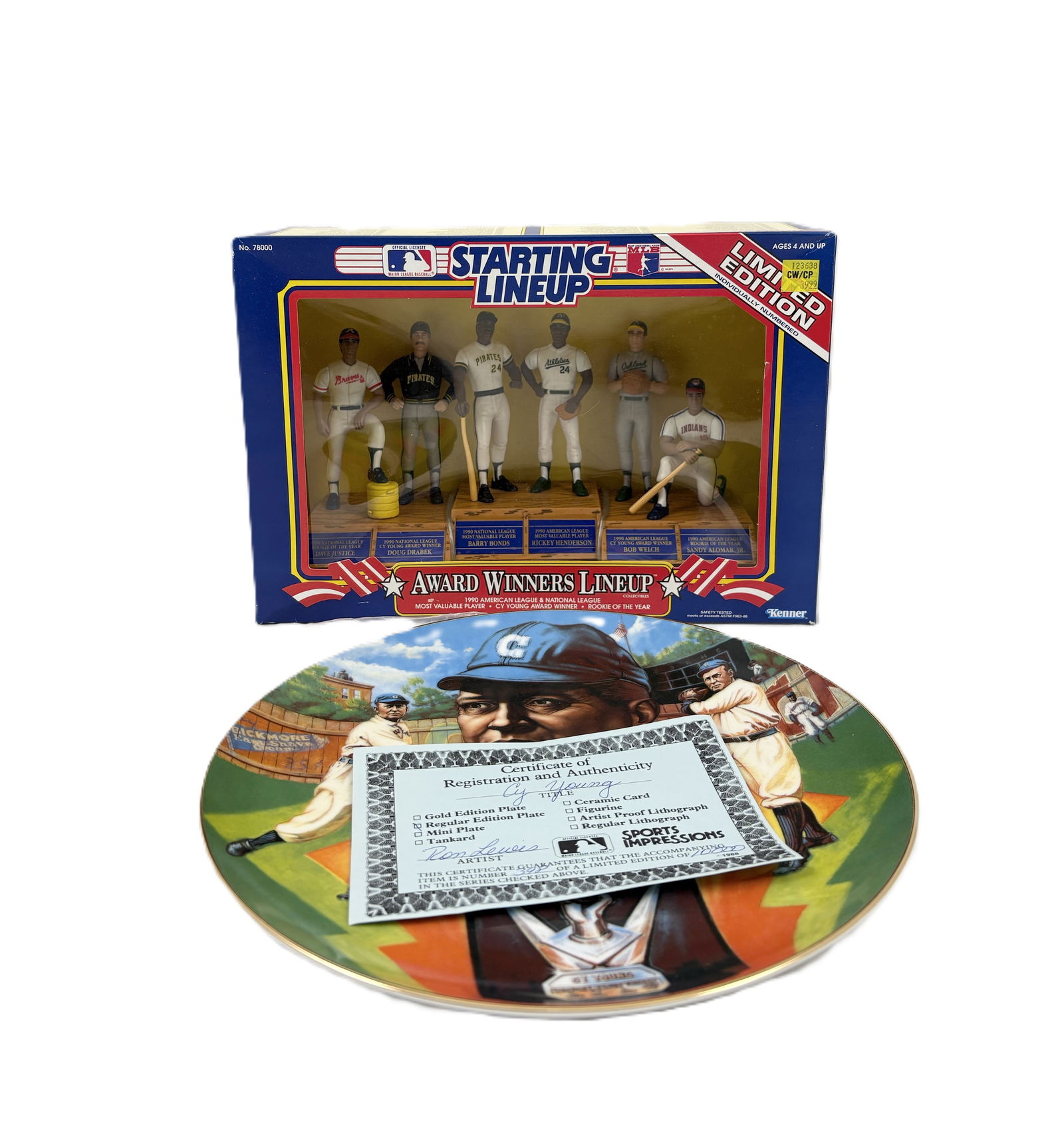 MLB Starting Lineup Award Winners Boxed Figures with Commemorative Plate: Starting Lineup MLB Collectibles, Award Winners Lineup Boxed figures and decorative plate Dimensions: Box 8.25 x 12 x 4.25 inches; Plate 10 x 10 inches Grouping includes a boxed MLB Starting Lineup