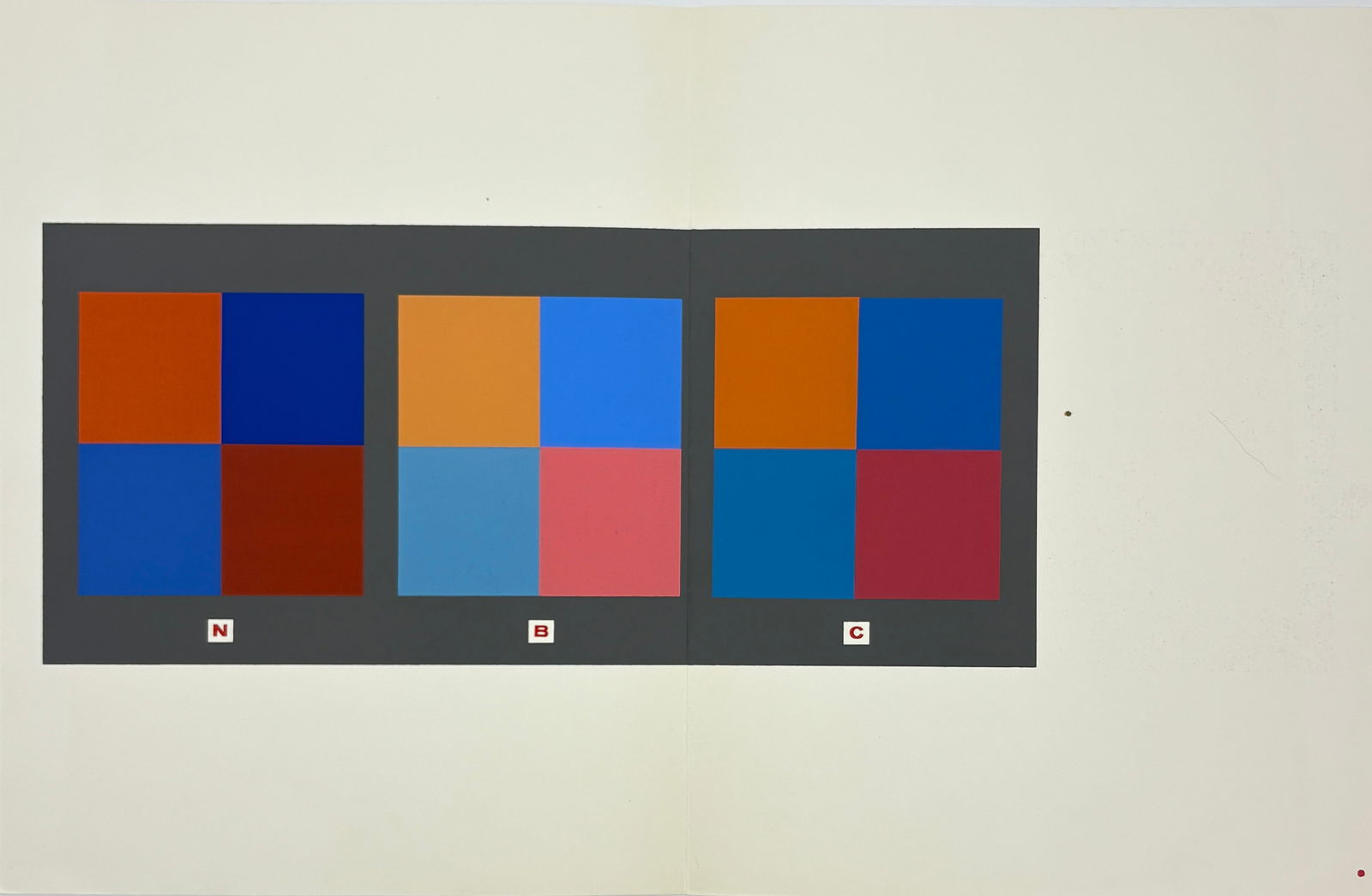 Josef Albers, Interaction of Color, Silkscreen from Portfolio XIV: JOSEF ALBERS (1888–1976) Interaction of Color, Portfolio XIV, c.1963 Silkscreen on paper 10 x 13 in. A vivid silkscreen from Josef Albers’ landmark project Interaction of Color, theartist’s most