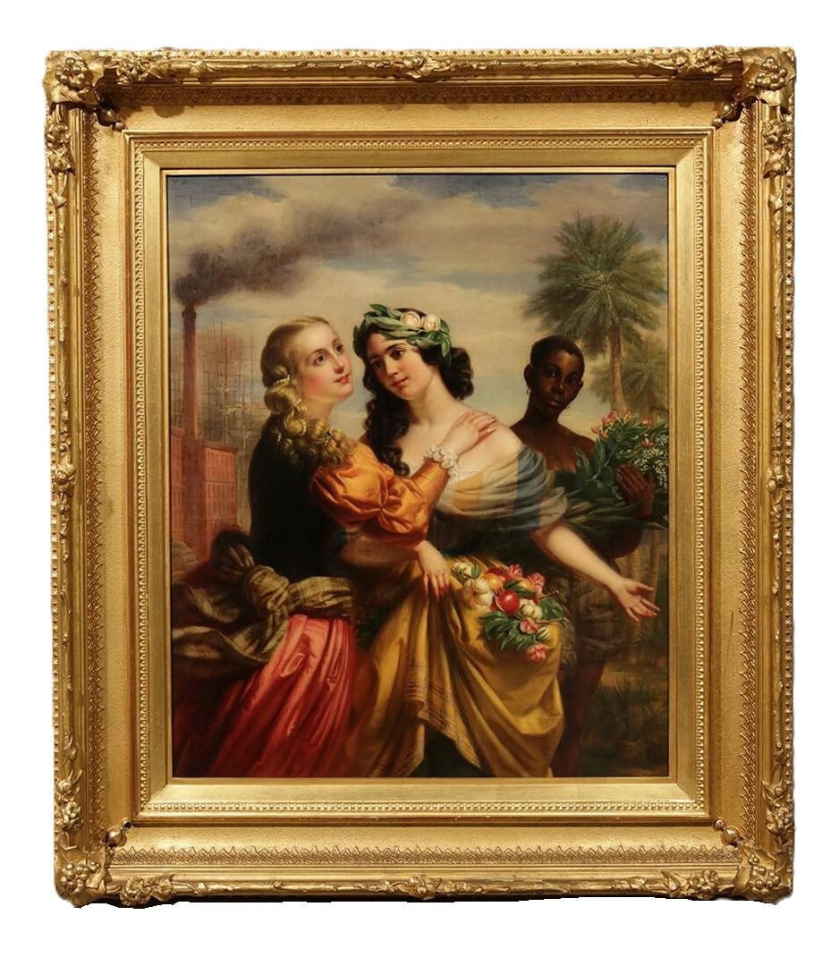 Early 20th Century Continental School – Oil on Canvas Depicting Elegant Women with Flowers (1 of 3)