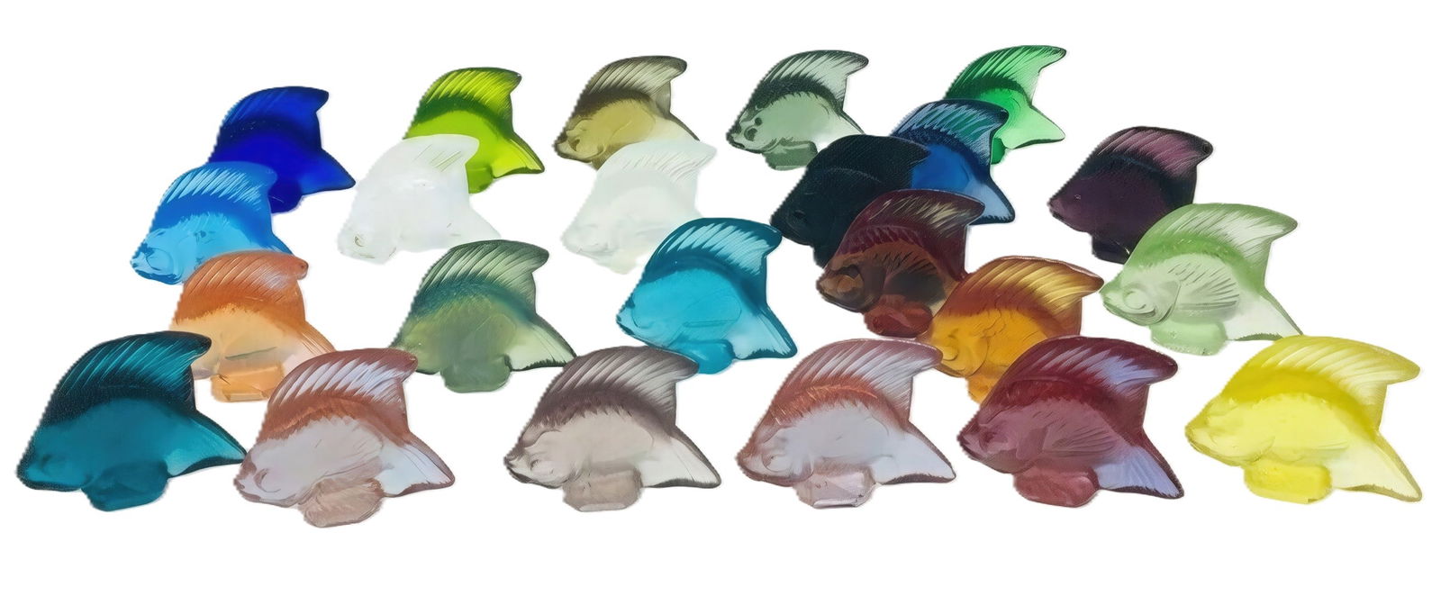 Lalique France – Set of 23 Vintage Crystal Fish Figurines in Assorted Colors (1 of 3)