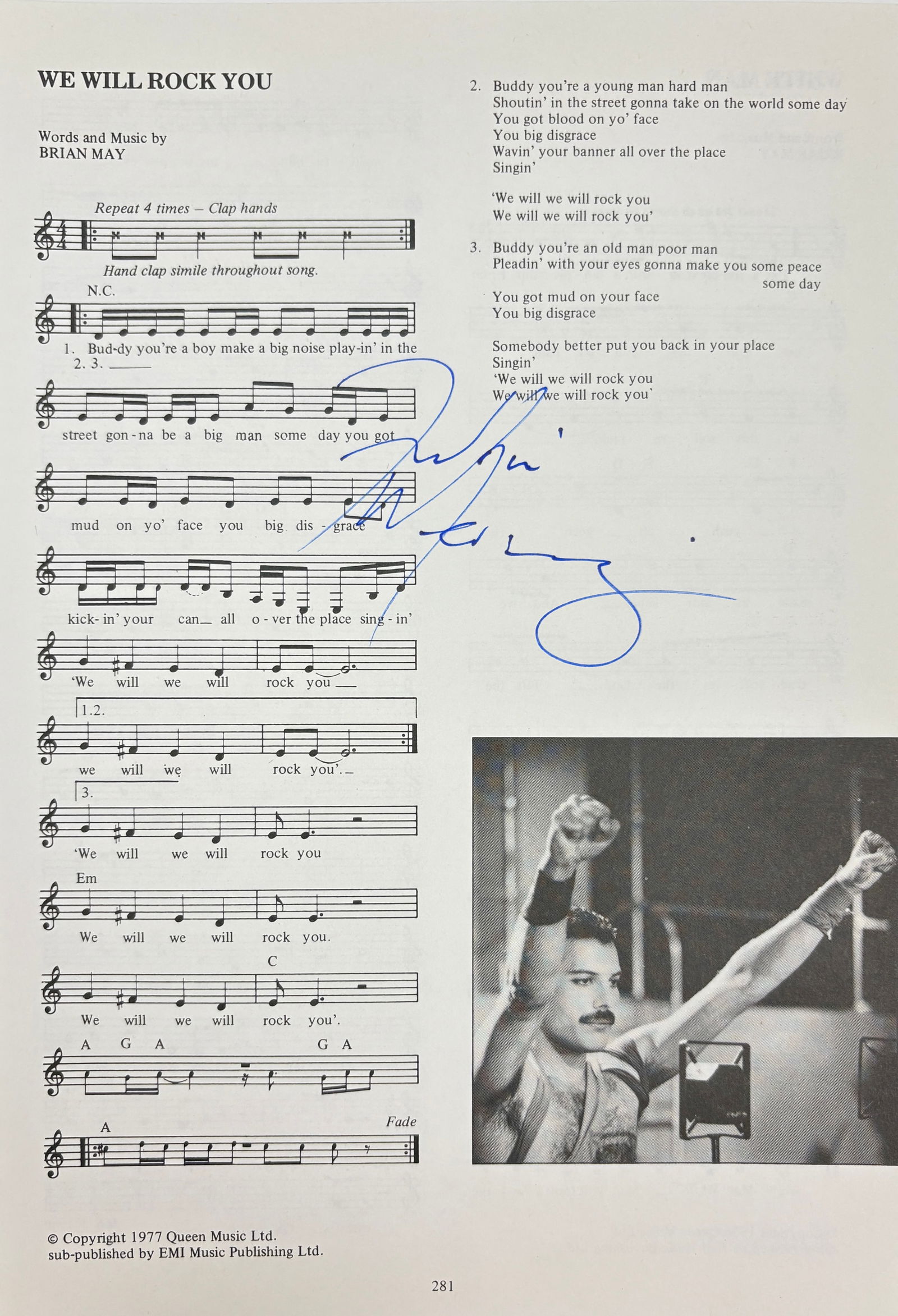 Freddie Mercury - Signed Lyric Sheet (1 of 5)