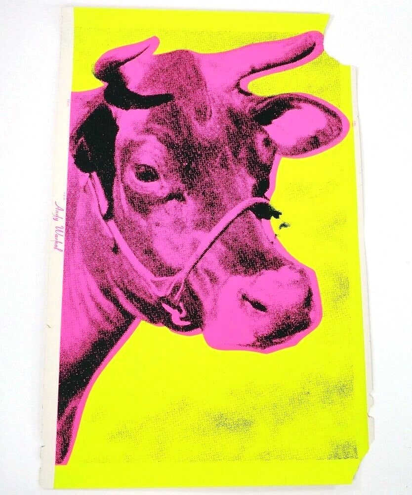 ANDY WARHOL – Yellow Cow, 1966, Original Screenprint on Wallpaper (1 of 3)