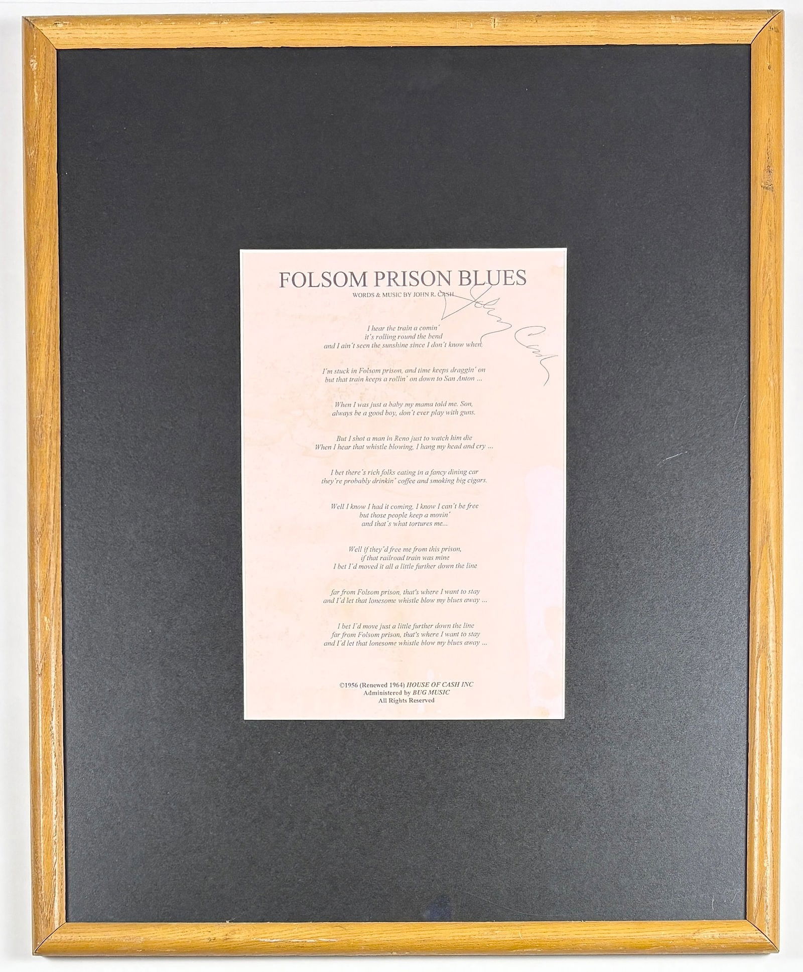 Johnny Cash - Hand Signed Lyric Sheet (1 of 7)