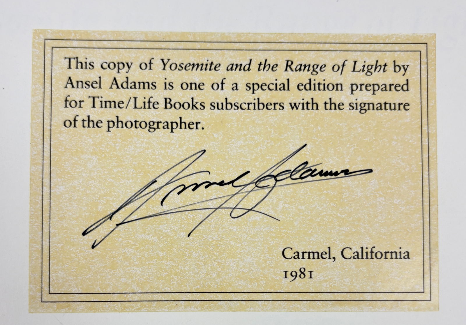 Ansel Adams - Yosemite and the Range of Light, Hand Signed (1 of 5)