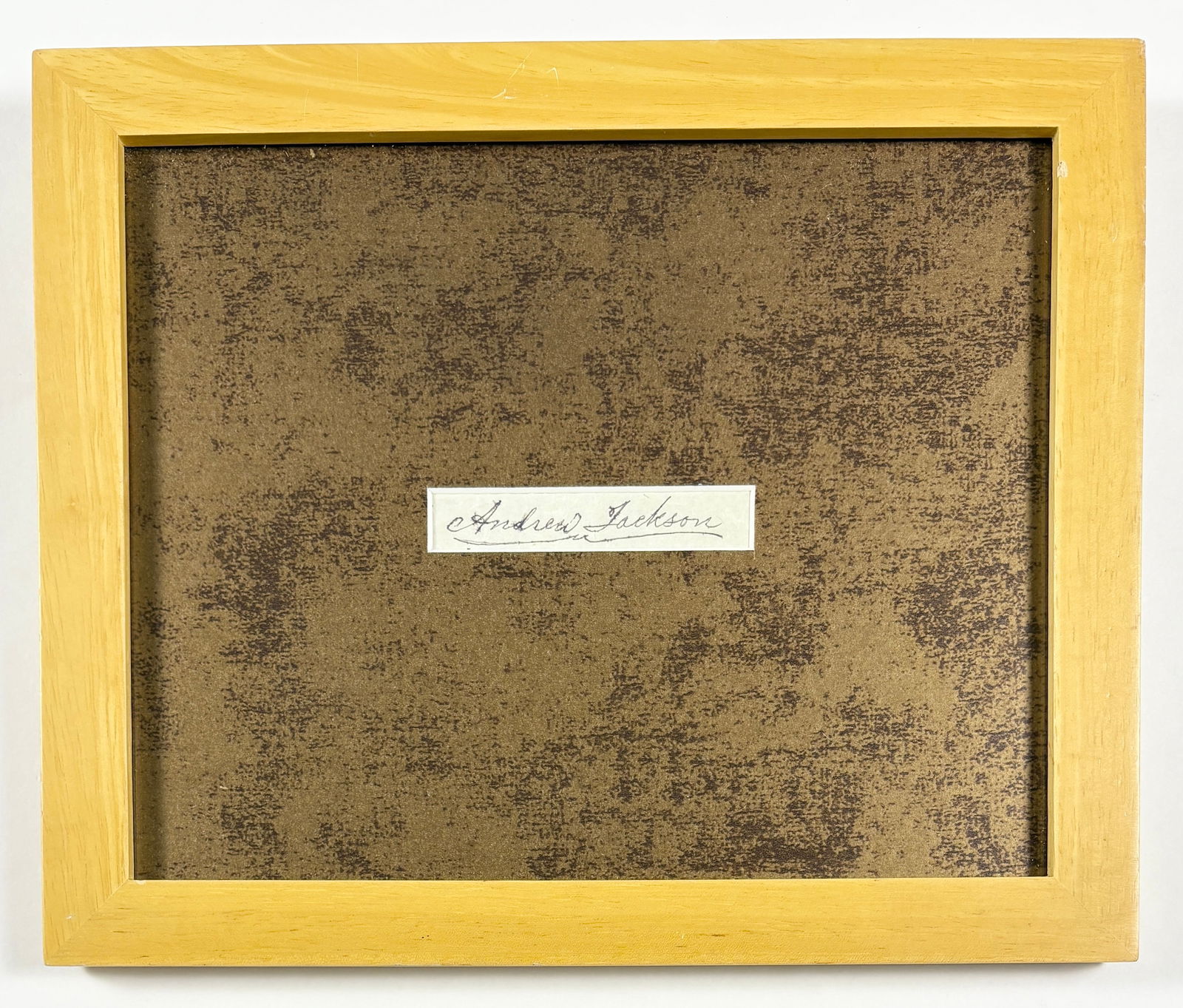 Andrew Jackson - Hand Signed: Andrew Jackson, Hand-Signed Cut Signature Ink signature on paper, framed 9.5 x 11.5 inches (framed) A mounted paper cut bearing the signature of Andrew Jackson, the seventh President of the United Sta