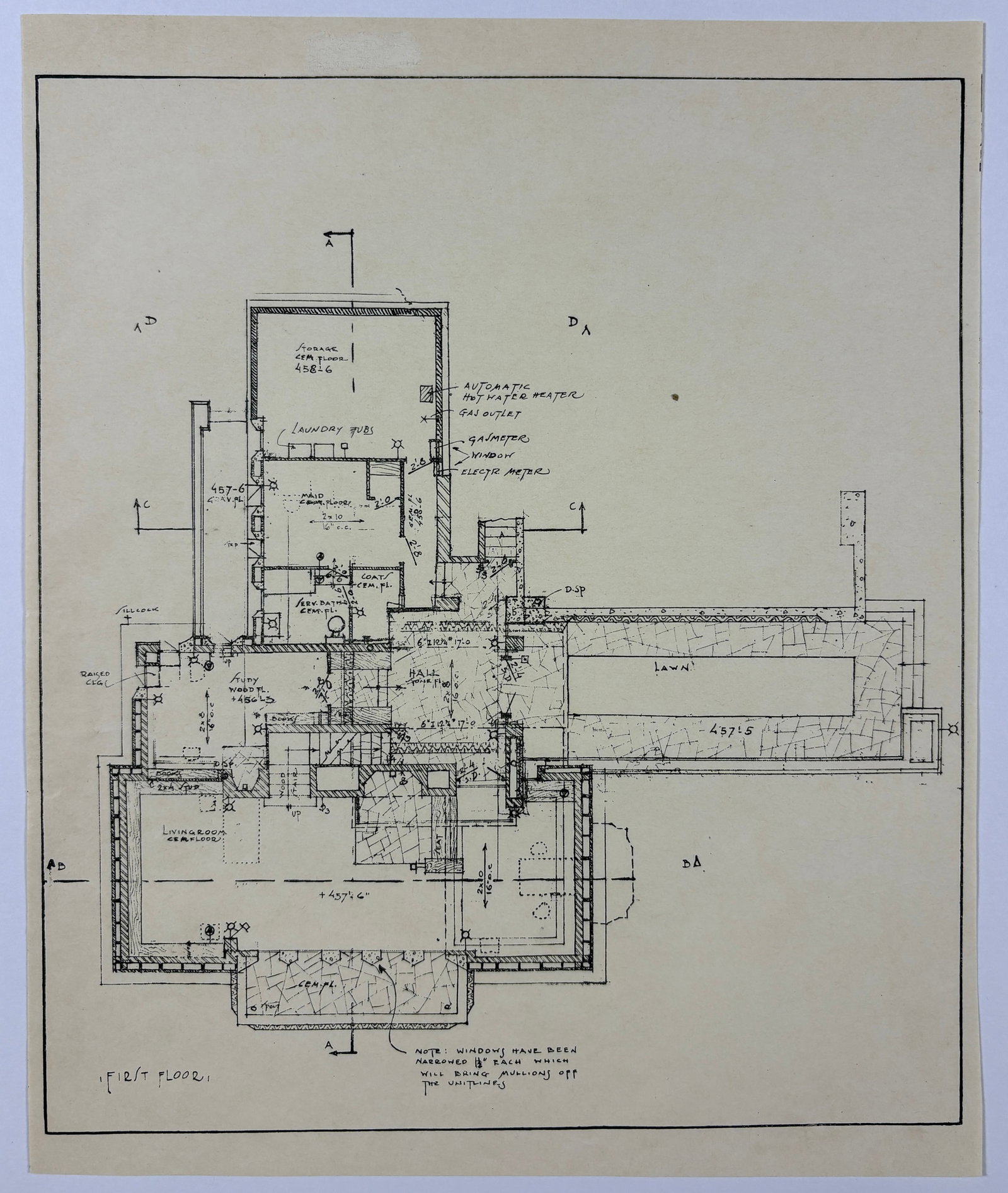 Frank Lloyd Wright – Architectural Plan Print on Vellum Tracing Paper (1 of 5)