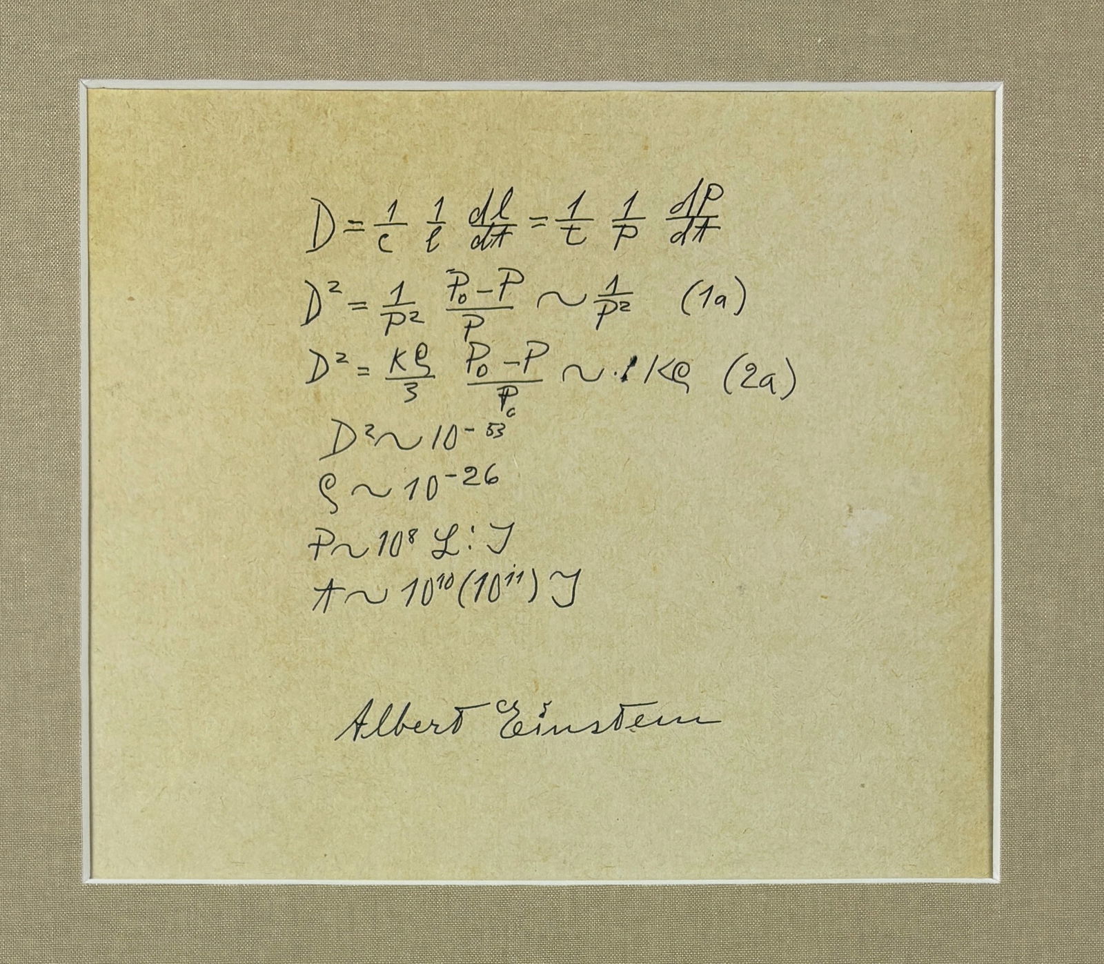 Albert Einstein – Handwritten Equations (Hand Signed) - 2