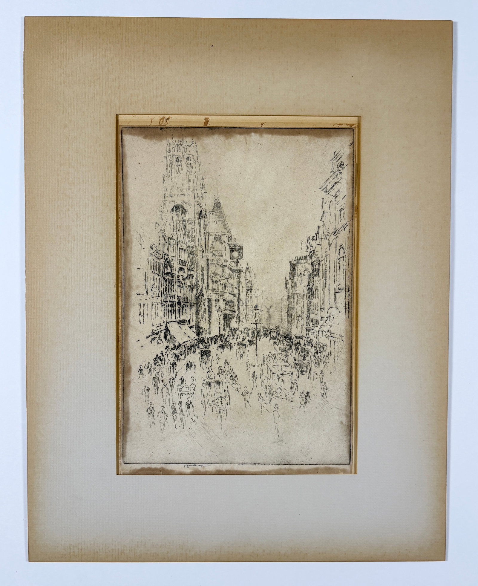 Joseph Pennell – A Dimanche Street Scene, London, Pencil Signed Etching (1 of 5)