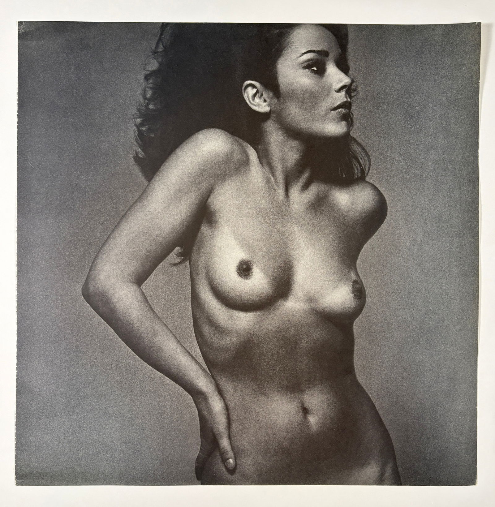 Victor Skrebneski – Brigitte Bazlan: Victor Skrebneski (1929–2012) Brigitte Bazlan 1968 photogravure on paper 14 x 13.75 inches This photogravure depicts actress Brigitte Bazlan in a nude studio portrait photographed by Victor