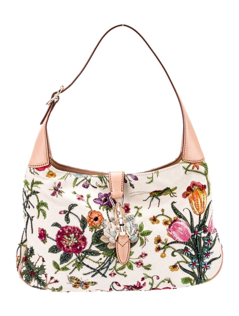 Gucci Neutrals Canvas Beaded Shoulder Bag (1 of 6)