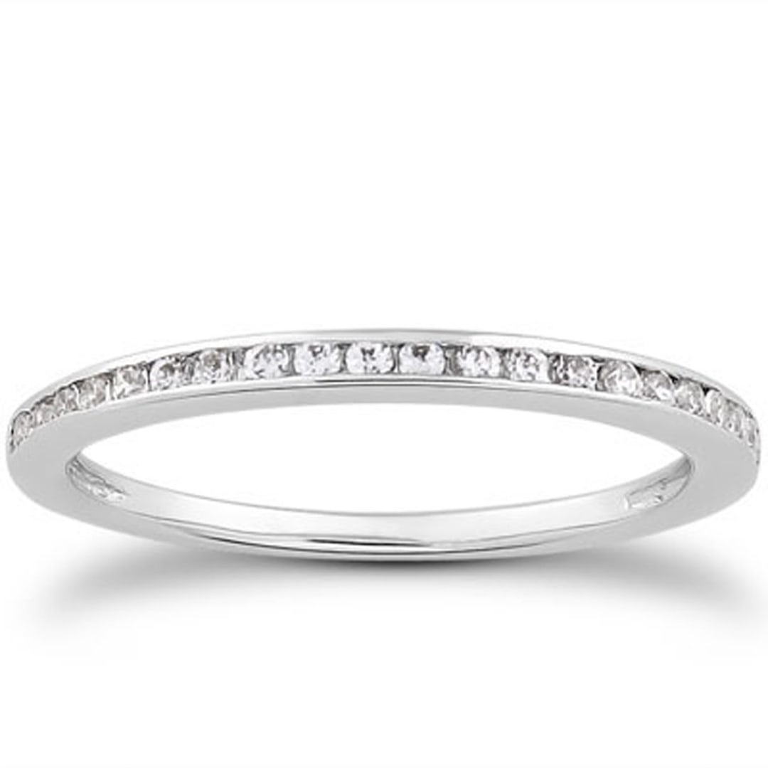 14k White Gold Round .21ct Diamond Wedding Band (1 of 2)
