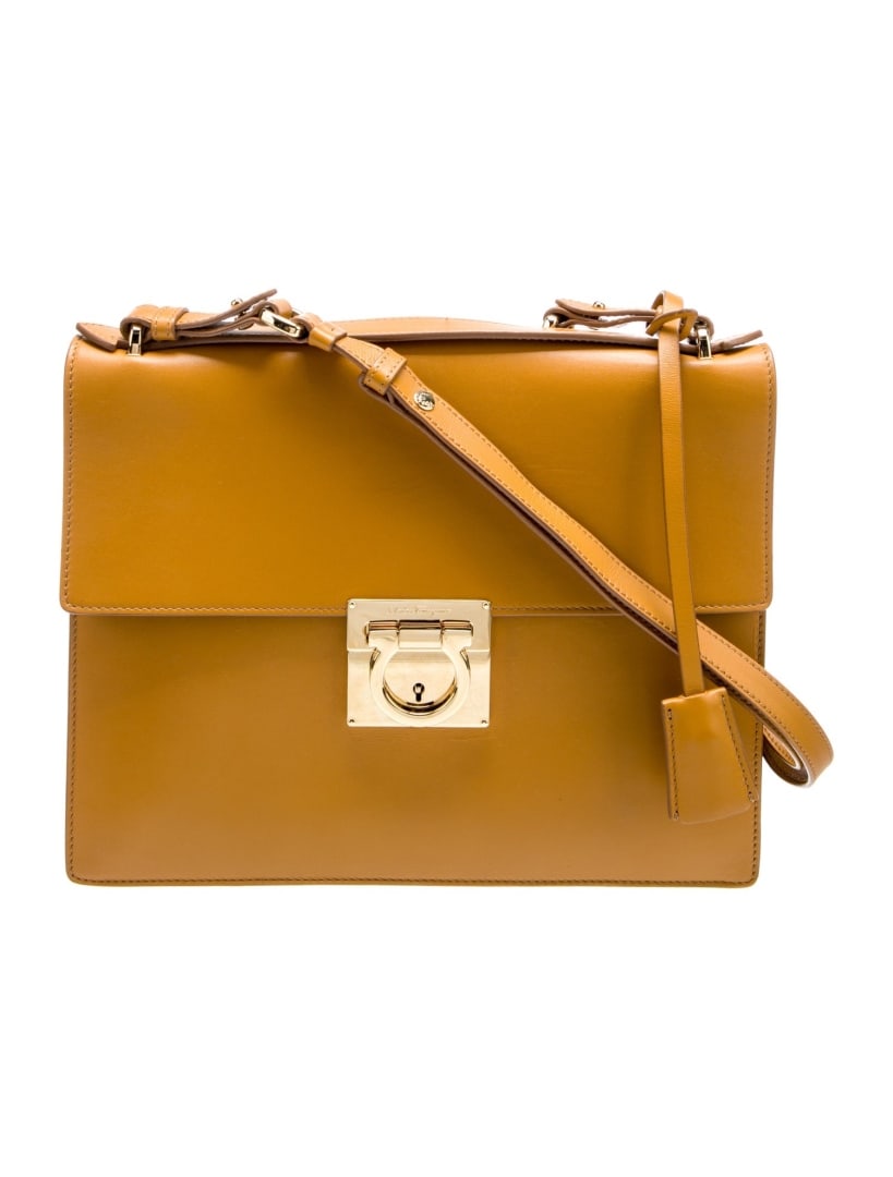 Salvatore Ferragamo Yellow Leather Shoulder Bag (1 of 6)