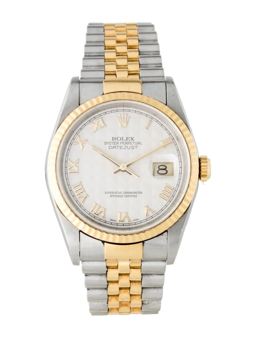 Rolex 18k Gold & Ss Datejust Roman Auto Men's 36mm (1 of 5)