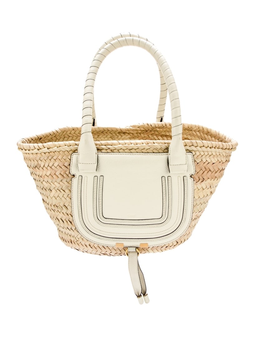 Chloe Neutrals Straw Unlined Top Handle Bag: Condition Is Excellent, Pre-owned. Details: Neutrals Straw, Gold-tone Hardware, Leather Trim, Rolled Handles, Dual Shoulder Straps, Leather Trim Embellishment, Single Exterior Pocket, Unlined, Open To