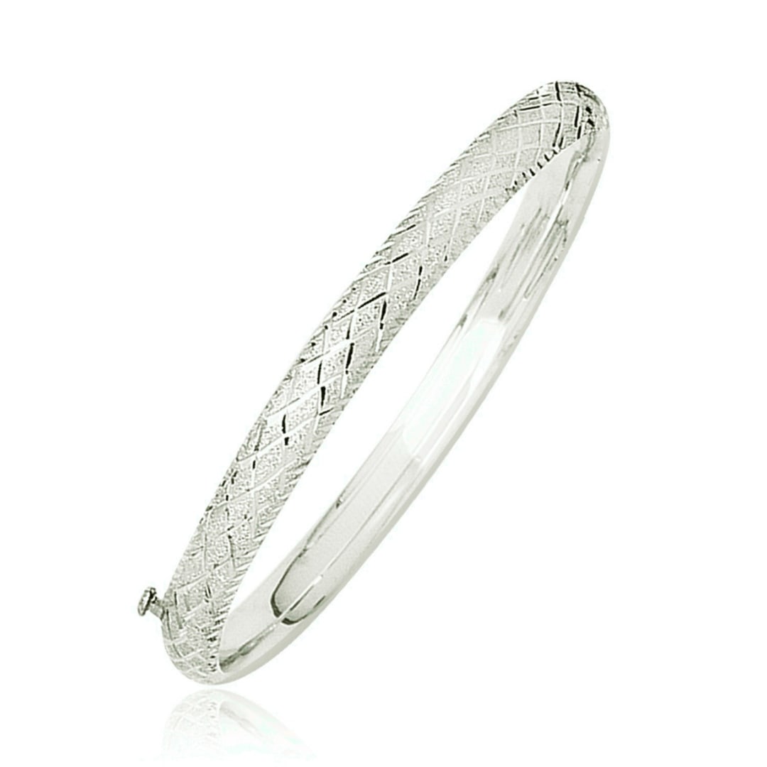14k White Gold Diamond Carved Bangle (1 of 2)