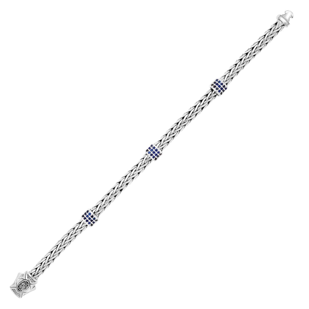 Round Blue Sapphire Adjustable Eye Bracelet (1 of 2)
