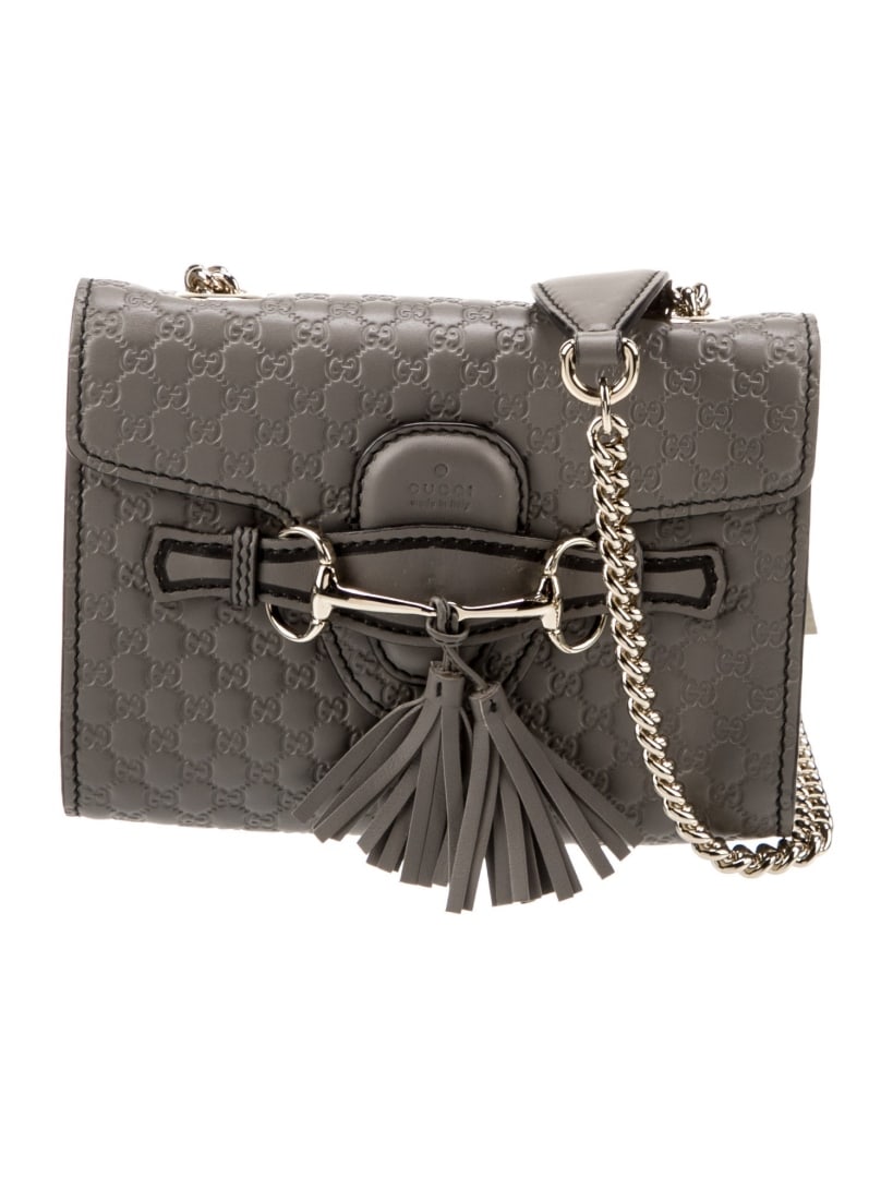 Gucci Grey Leather Horsebit Accent Crossbody Bag (1 of 6)