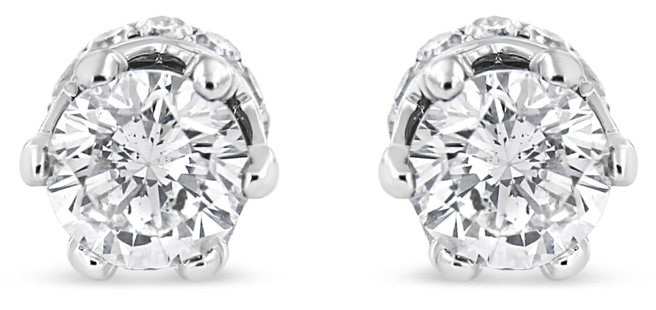 14k White Gold Round 2.00ct Diamond Crown Earrings (1 of 4)