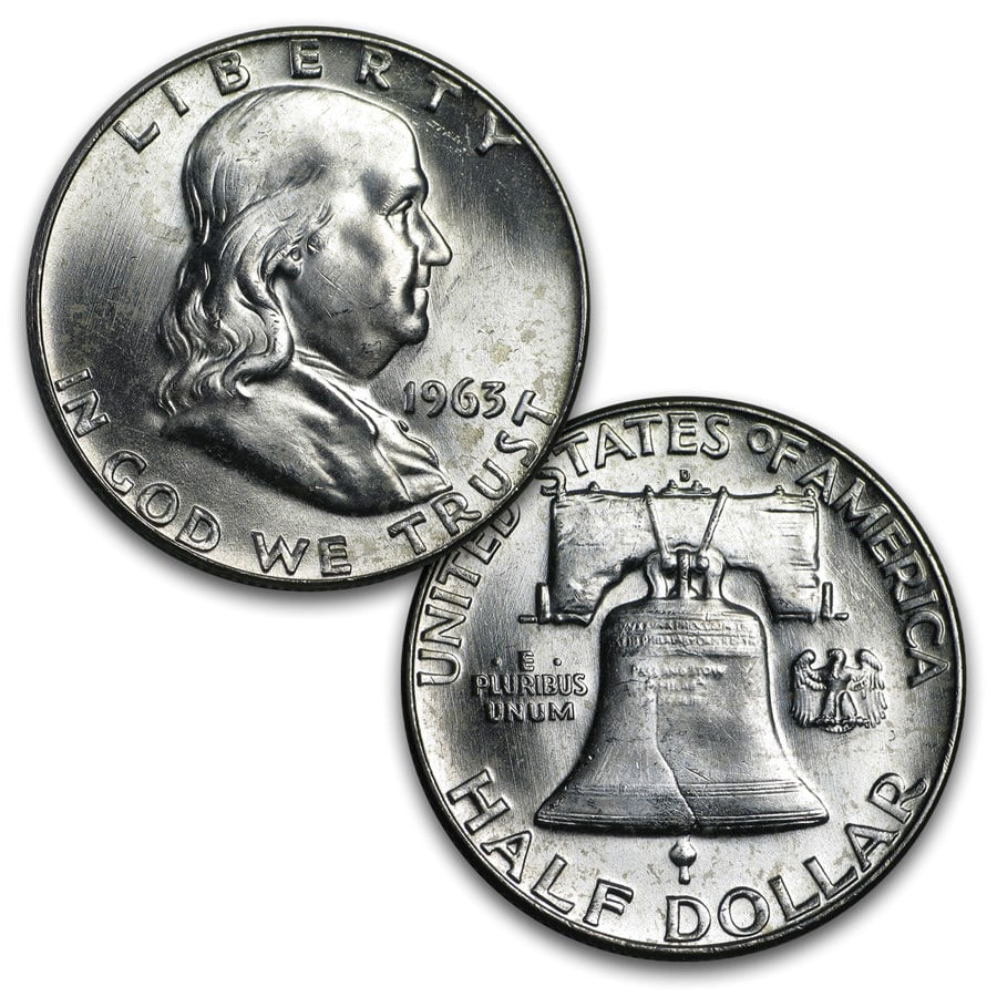 1963-p/d Franklin Half Dollar 40-coin Roll Bu (1 of 2)