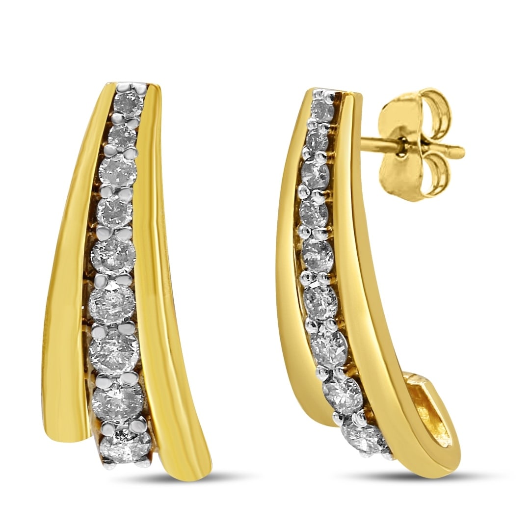 10k Gold-pl. Round 1.00ct Diamond Huggie Earrings (1 of 4)