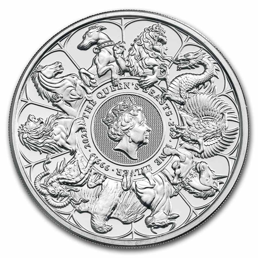 2021 Gb 5 Pounds 2 Oz Silver Queen's Beasts Unc (1 of 3)