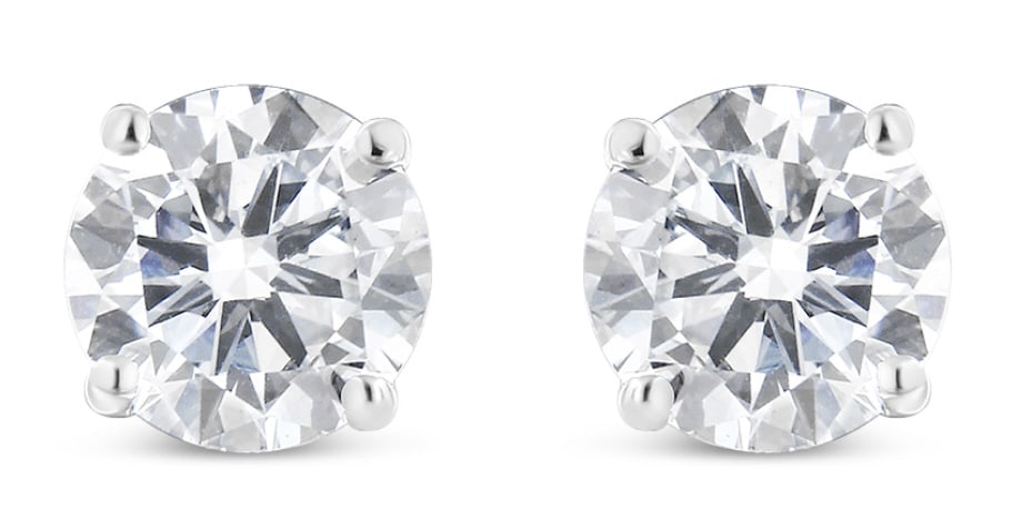 14k Wgold Round 1.50ct Diamond Solitaire Earrings (1 of 5)