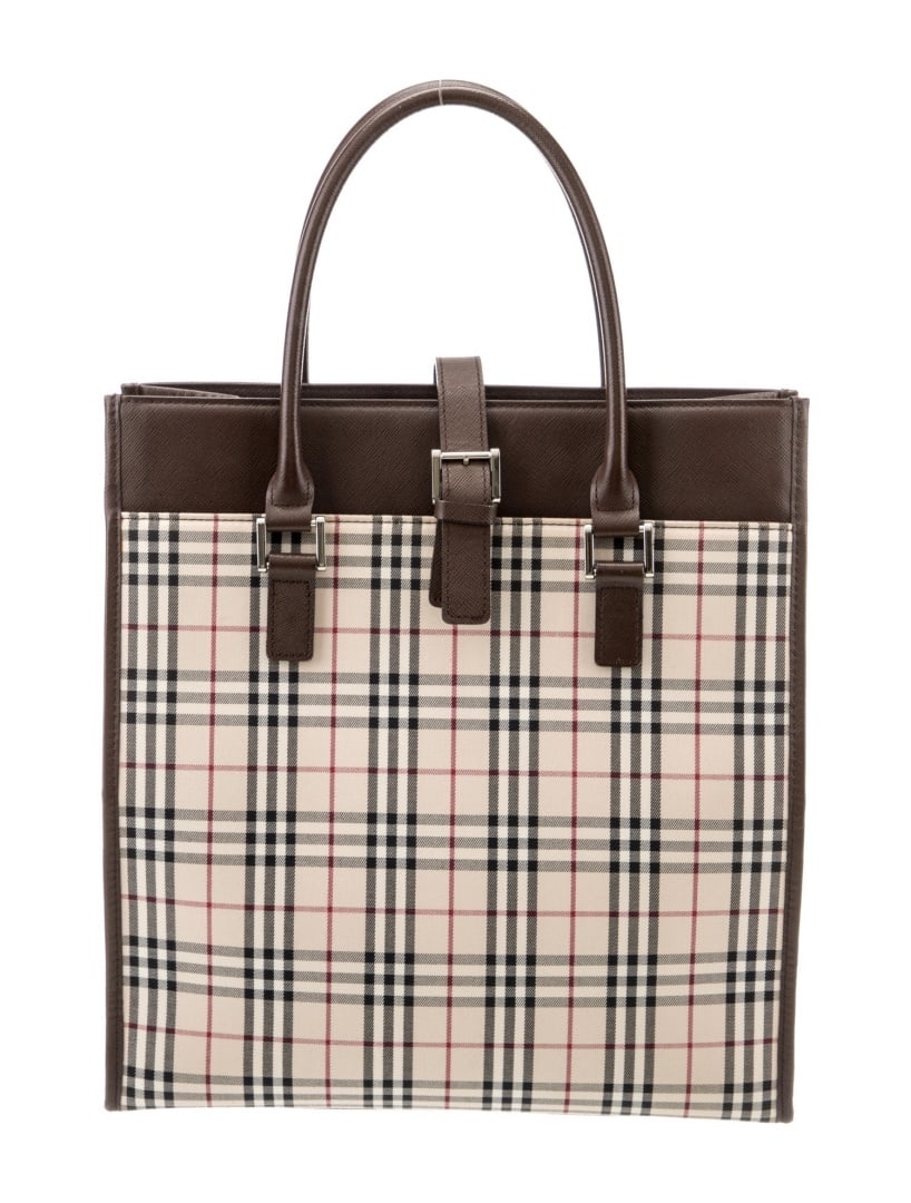 Burberry Brown Canvas Nova Check Pattern Tote (1 of 6)