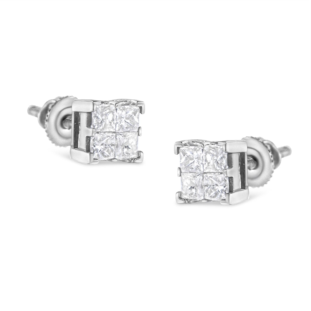 10k Gold .75ct Diamond Composite Square Earrings (1 of 5)