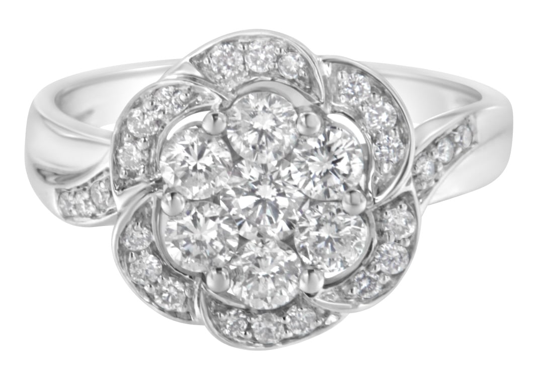 14k Wgold 1.00ct Diamond Floral Cluster Ring (1 of 6)